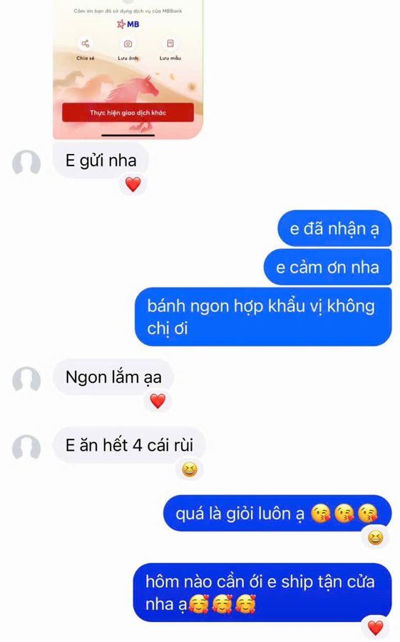 Khách gửi Zalo: “Ngon lắm ạ. E ăn hết 4 cái rùi.”